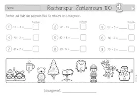 Vorschau - Arbeitsblätter - Rechenspur | Zahlenraum 100 | ZE+-E | Addition | Subtraktion #rabattraketenzusalewester25 - Seite 1