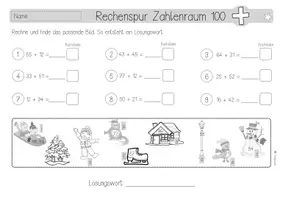 Vorschau - Arbeitsblätter - Rechenspur | Zahlenraum 100 | ZE+ZE | Addition #rabattraketenzusalewester - Seite 1
