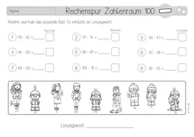 Vorschau - Arbeitsblätter - Rechenspur | Zahlenraum 100 | ZE-ZE | Subtraktion #rabattraketenzusalewester25 - Seite 3