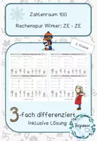 Vorschau - Arbeitsblätter - Rechenspur | Zahlenraum 100 | Materialpaket | Winter - Seite 1
