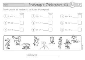 Vorschau - Arbeitsblätter - Rechenspur | Zahlenraum 100 | ZE+-ZE | Addition | Subtraktion #rabattraketenzusalewester25 - Seite 3