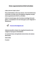 Vorschau - Arbeitsblätter - Einen argumentativen Brief schreiben - Veranstaltung eines Sommerfestes an der Schule - Deckblatt