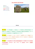 Aperçu - Préparation de séquence / Séquence complète - Dictée différenciée - Histoire de l'art - Les menhirs de Carnac - Page 1