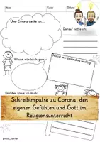 Vorschau - Arbeitsblätter - Reflexion Corona, Gefühle und Gott Religionsunterricht Schreibimpulse Beten - Deckblatt