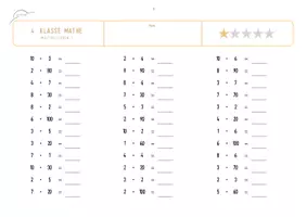 Vorschau - Arbeitsblätter - Klasse 4: Multiplizieren (Einmaleins und Zehnerzahlen) Level 1 - Seite 1