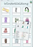 Vista previa - Hojas de trabajo - Wörterliste "Winterkleidung" mit Wörtertabelle DaF / Deutsch - Portada