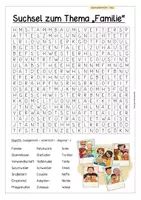 Vorschau - Arbeitsblätter - Suchsel zum Thema "Familie" (Buchstabengitter) - Deckblatt