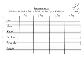 Vorschau - Arbeitsblätter - Rechtschreibung - Lernwörter au - 4-Tage-Training Druckschrift - Seite 2