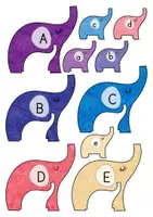 Vorschau - Spiele - Elefanten Buchstaben Puzzle | Klein- und Großbuchstaben - Seite 1