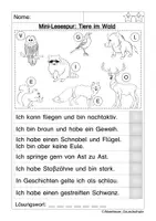 Aperçu - Feuilles d'exercices - Mini-Lesespur: Tiere im Wald - Page 2
