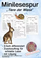 Aperçu - Feuilles d'exercices - Mini-Lesespur: Tiere der Wiese - Page de couverture