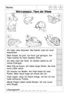 Aperçu - Feuilles d'exercices - Mini-Lesespur: Tiere der Wiese - Page 3