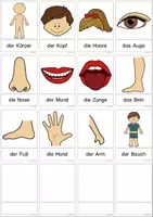 Aperçu - Feuilles d'exercices - Wortschatz: Körperteile - Arbeitsblätter und Bildkarten - Page 1