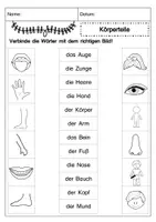 Aperçu - Feuilles d'exercices - Wortschatz: Körperteile - Arbeitsblätter und Bildkarten - Page 2