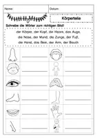 Aperçu - Feuilles d'exercices - Wortschatz: Körperteile - Arbeitsblätter und Bildkarten - Page 3