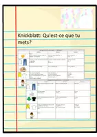 Vorschau - Arbeitsblätter - Knickblatt Qu'est-ce que tu mets? - Deckblatt