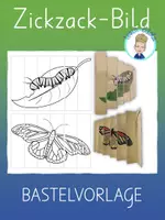 Vorschau - Mal- und Bastelvorlagen - Agamograph / Zickzack-Bild: Schmetterling und Raupe - Deckblatt