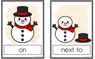 Vorschau - Arbeitsblätter - Prepositions of Place - Winter Snowman - Sparpaket - Seite 1