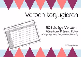 Vorschau - Arbeitsblätter - Verben konjugieren - 50 häufige Verben - Deckblatt