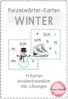 Vorschau - Stationenlernen - Purzelwörter Karten Winter - Deckblatt