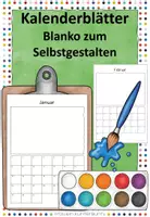 Vorschau - Mal- und Bastelvorlagen - Kalenderblätter Blanko #freebiekunterbunt - Deckblatt