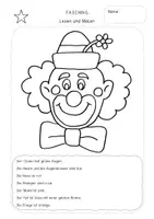 Vorschau - Arbeitsblätter - Lesen und Malen - Clown / differenziert / Fasching & Karneval - Seite 1