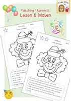 Vorschau - Arbeitsblätter - Lesen und Malen - Clown / differenziert / Fasching & Karneval - Deckblatt