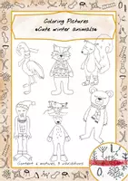 Aperçu - Matériel pour travaux manuels / dessin - Images à colorier - Mignons animaux d'hiver - Page de couverture