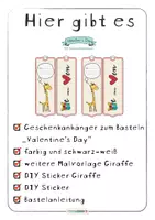 Vorschau - Mal- und Bastelvorlagen - Valentine's Day ❤️ GESCHENKE ANHÄNGER | Giraffe 🦒 Unicorn 🦄 Eule 🦉 | Basteln Malen Verschenken | Valentinstag - Seite 3