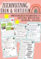 Vorschau - Arbeitsblätter - Zeichensetzung: Kommasetzung, Aufzählung, wörtliche Rede, Satzgefüge - Klasse 5/6 - Deckblatt