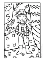 Vorschau - Mal- und Bastelvorlagen - Ausmalbilder Karneval Fasching, Ausmalbilder Pop-Art Karneval Fasching - Seite 1