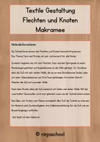 Vorschau - Arbeitsblätter - Makramee und flechten - Einheit Textil - Seite 1