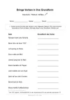 Vorschau - Arbeitsblätter - Klasse 5 und 6: Verben in die Grundform bringen - Deckblatt