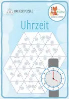 Vorschau - Spiele - Uhrzeit - Dreieck Domino Spiel / Puzzle - Deckblatt