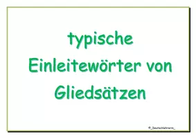 Vorschau - Merkblätter - Tafelkarten: Einleitewörter von Gliedsatzarten - Seite 1