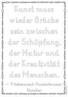 Vista previa - Unidades / Secuencias / Situaciones de Aprendizaje - Alemán Friedensreich Hundertwasser - Künstler Zitat zum kreativen Ausmalen/Gestalten inkl. Reflexion Kunst Grundschule Kunstunterricht Malen Maler - página 1