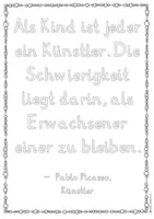 Vista previa - Unidades / Secuencias / Situaciones de Aprendizaje - Alemán Pablo Picasso - Künstler Zitat zum kreativen Ausmalen/Gestalten inkl. Reflexion Kunst Grundschule Kunstunterricht Malen Maler - página 1