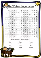 Vista previa - Unidades / Secuencias / Situaciones de Aprendizaje - Alemán Weihnachtsgeschichte Suchsel mit Rahmen (Buchstabengitter) Weihnachten Josef Maria Jesus Religion - Portada