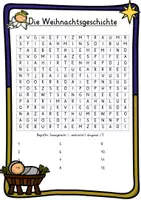 Vista previa - Unidades / Secuencias / Situaciones de Aprendizaje - Alemán Weihnachtsgeschichte Suchsel mit Rahmen (Buchstabengitter) Weihnachten Josef Maria Jesus Religion - página 1