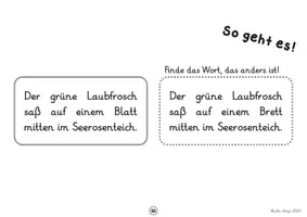 Vorschau - Arbeitsblätter - Sätze lesen, Unterschiede finden Teil 1 (1./2. Klasse, Leseverständnis) - Seite 1