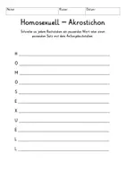 Vista previa - Unidades / Secuencias / Situaciones de Aprendizaje - Alemán Was bedeutet es homosexuell zu sein? Schreibimpulse, Akrostichon + Plakat Poster Reflexion schwul lesbisch Liebe Geschlecht - página 3