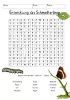 Vista previa - Juegos / Gamificación - Alemán Lebenszyklus / Entwicklung Schmetterling Suchsel Buchstabengitter Sachunterricht Deutsch - Portada