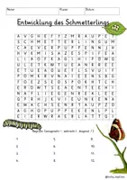 Vista previa - Juegos / Gamificación - Alemán Lebenszyklus / Entwicklung Schmetterling Suchsel Buchstabengitter Sachunterricht Deutsch - página 2