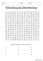 Vista previa - Juegos / Gamificación - Alemán Lebenszyklus / Entwicklung Schmetterling Suchsel Buchstabengitter Sachunterricht Deutsch - página 3
