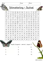 Vista previa - Juegos / Gamificación - Alemán Schmetterling Schmetterlingsarten Suchsel Buchstabengitter Sachunterricht Deutsch - página 2