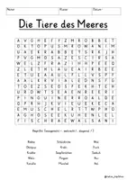 Vista previa - Unidades / Secuencias / Situaciones de Aprendizaje - Alemán Tiere des Meeres Suchsel Buchstabengitter 4 Versionen Sachunterricht - página 1