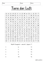 Vista previa - Unidades / Secuencias / Situaciones de Aprendizaje - Alemán Tiere der Luft Suchsel Buchstabengitter 4 Versionen Sachunterricht (Grundschule/Unterstufe) - página 3