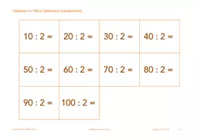 Vorschau - Stationenlernen - Halbieren im 100-er Raum (Lernkärtchen) - Deckblatt