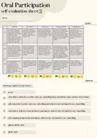 Vorschau - Arbeitsblätter - Selbsteinschätzung mündliche Mitarbeit / Self-Evaluation - Deckblatt