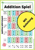 Vorschau - Stationenlernen - Addition Würfelspiel - Addition der Zahlen 1 - 9 - Deckblatt